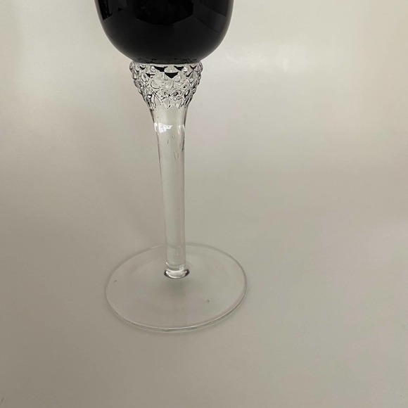 Circleware Crystal Glass Black Diamond Stem Tulip Shape Water Goblet Dc'ed Rare - Picture 4 of 5
